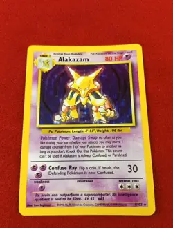 Pokemon TCG Alakazam Base Set Holo Card 1/102 Unlimited Holo Rare LP - Image 2