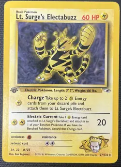 Lt. Surge's Electabuzz 27/132 1st Edition Gym Challenge Pokemon Card LP - Image 1