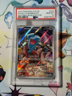 Team Rocket's Wobbuffet PKC Promo 203 PSA 10 (Pokemon Destined Rivals 2025) - Image 1