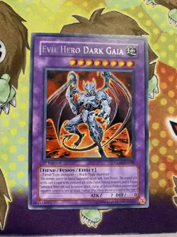 Yugioh Evil Hero Dark Gaia GLAS-EN040 Rare 1st Ed - Image 1