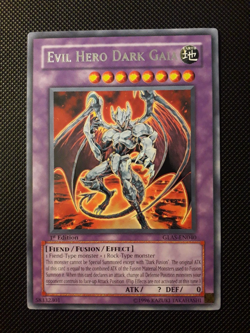 Yu-Gi-Oh! Evil Hero Dark Gaia, GLAS-EN040, Rare, 1.Edition, Englisch, NM/Back EX - Image 1