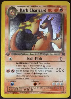 Pokemon Dark Charizard 1st Edition Holo Rare Team Rocket 4/82 80 HP Card - Image 1