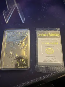 Pokemon Pikachu 23k Gold Plated Trading Card 1999 Nintendo #25 with Certificate - Image 1