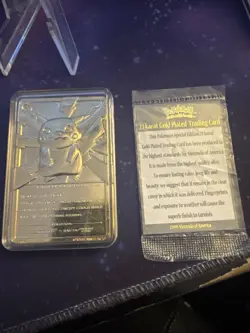 Pokemon Pikachu 23k Gold Plated Trading Card 1999 Nintendo #25 with Certificate - Image 2