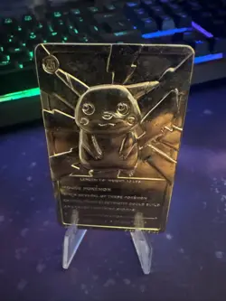 Pokemon Pikachu 23k Gold Plated Trading Card 1999 Nintendo #25 with Certificate - Image 4