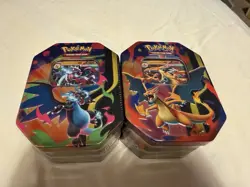 Pokemon Mega Charizard X & Y Tins (x2 Pair) - Both Artworks - Brand New & Sealed - Image 1