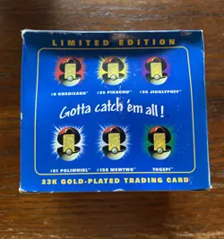 1999 Pokemon Pikachu 23k Gold Plated Trading Card Burger King Blue Box SEALED - Image 3
