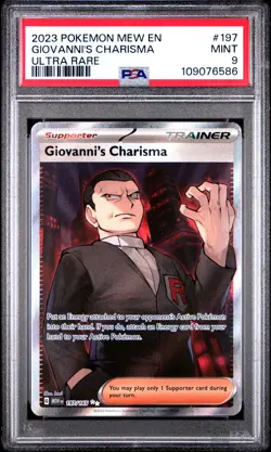 Giovanni's Charisma Ultra Rare PSA 9 2023 Scarlet & Violet 151 #197 Pokemon Card - Image 1