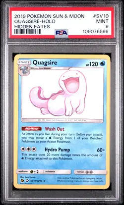 Quagsire Shiny Holo PSA 9 2019 Hidden Fates #SV10 Pokemon Card - Image 1
