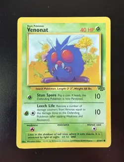 Pokemon TCG Venonat Jungle Card 63/64 Unlimited Common - Image 1