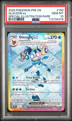 2025 Pokemon 150 Prismatic Evolutions Glaceon Ex SIR 150/131 PSA 10 Gem Mint 💎 - Image 1