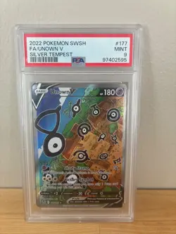 Pokemon TCG Unown V 177/195 Silver Tempest Full Art Ultra Rare Holo PSA 9 - Image 1