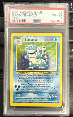 Pokemon TCG Blastoise Holo Unlimited Rare Card 2/130 Base Set PSA 4 - Image 1