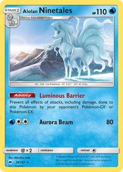 Alolan Ninetales 28/147 Burning Shadows Rare NM 2017 Reverse Holo - Image 2