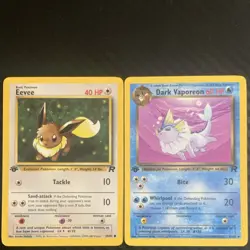 Pokemon Team Rocket Eevee & Dark Vaporeon 2 Card Lot 1st Edition Wizards 2000 - Image 1
