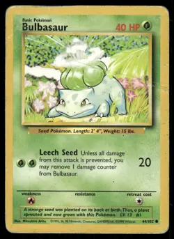 Bulbasaur 44/102 Base Set Pokemon TCG trading card - Image 1