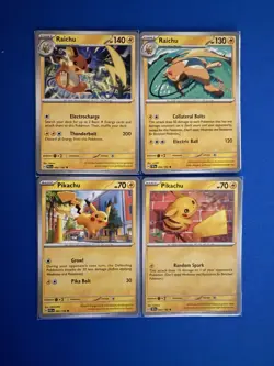 Raichu (x2) + Pikachu (x2) 4-card mixed Pokemon lot - ships PWE - Image 1