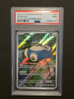 Pokemon TCG 2023 S&V 151 ETB Snorlax Promo Card SVP051 PSA 9 - Image 1