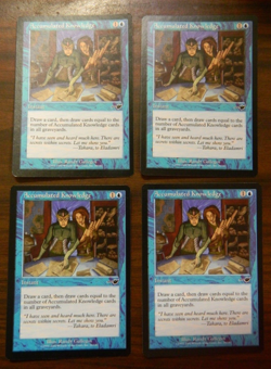 MTG Nemesis Blue Common Accumulated Knowledge x4 Unplayed Near Mint Condition - Image 1