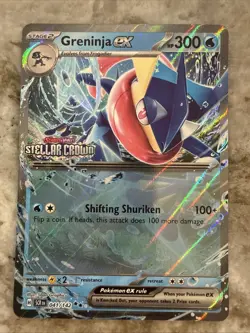 Greninja ex 041/142 Sv07 Stellar Crown SCR Holo Pokemon TCG Stamped Double Rare - Image 1