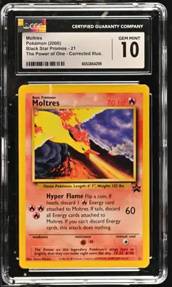 CGC 10 - 2002 WOTC Black Star PROMO Moltres # 21 Pokemon Card CORRECTED - Image 1