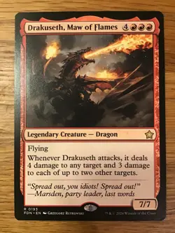 Drakuseth Maw of Flames NM RARE Legendary Foundations FDN MTG Red Dragon Regular - Image 2