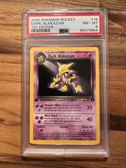 Pokemon Rocket 1st Edition DARK ALAKAZAM NON HOLO 18/82 PSA 8 # 68473864 - Image 1