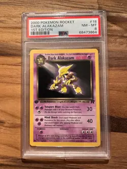 Pokemon Rocket 1st Edition DARK ALAKAZAM NON HOLO 18/82 PSA 8 # 68473864 - Image 2