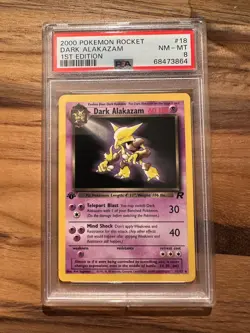 Pokemon Rocket 1st Edition DARK ALAKAZAM NON HOLO 18/82 PSA 8 # 68473864 - Image 3