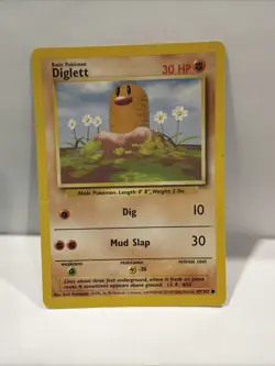 Pokemon TCG Diglett Base Set, Unlimited Common Card 47/102, Near Mint Condition - Image 1