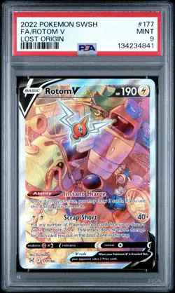 PSA 9 Mint - Rotom V 177/196 Alternate Alt Art SWSH Lost Origin Pokemon #177 - Image 1