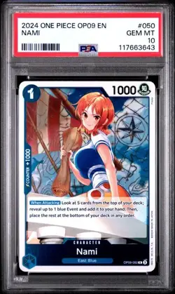 2024 ONE PIECE OP09 EMPERORS IN THE NEW WORLD #050 NAMI PSA 10 GEM MINT - Image 1