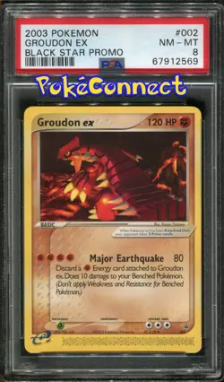 PSA 8 Pokemon Groudon ex #002 Non-Holo Black Star Promo Card 2003 Nintendo - Image 1