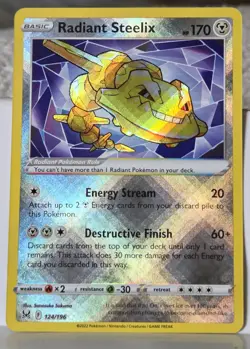 HOLO Radiant Steelix 124/196 NM / M - Lost Origin Pokemon Card - Image 1