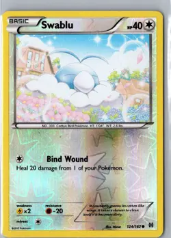 SWABLU 124/162 COMMON BREAKTHROUGH POKEMON REVERSE HOLO LP - Image 1