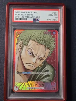 2022 ONE PIECE OP01 ROMANCE DAWN ALT ART #001 RORONOA ZORO PSA 10 Jpn- w/guard - Image 1