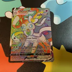 Sylveon VMAX 211/203 Evolving Skies Rainbow Hyper Rare Pokemon Card NM - Image 1
