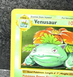 Vintage Pokemon Venusaur Base Set Shadowless Holo Rare 15/102 Card - Image 2