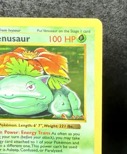 Vintage Pokemon Venusaur Base Set Shadowless Holo Rare 15/102 Card - Image 3
