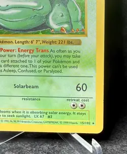 Vintage Pokemon Venusaur Base Set Shadowless Holo Rare 15/102 Card - Image 4