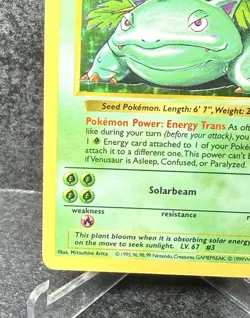 Vintage Pokemon Venusaur Base Set Shadowless Holo Rare 15/102 Card - Image 5