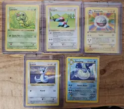 Vintage Pokemon TCG Base Set WoTC Lot - Caterpie, Porygon, Electrode - 5 Cards - Image 1
