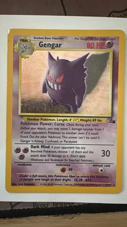 Pokemon TCG Gengar Fossil Holo Card 5/62 Unlimited Rare Vintage WOTC - Image 1