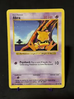 Pokemon TCG Abra Shadowless Common Card 43/102 Base Set - Image 1