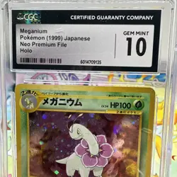 CGC 10 GEM MINT Meganium 1999 Neo Premium File Japanese 154 Holo Pokemon Card - Image 2
