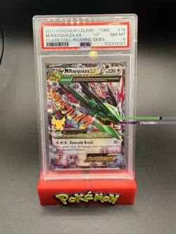 PSA 8 M Rayquaza EX 76/108 Classic Collection Celebrations Pokemon Card 2021 - Image 1