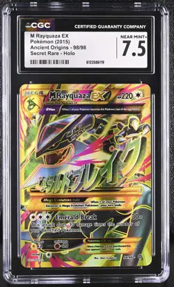 CGC 7.5 M Rayquaza EX 2015 Ancient Origins 98/98 Secret Rare Holo Pokemon Card - Image 1