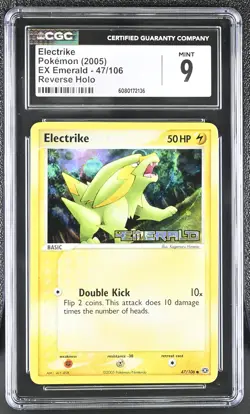 CGC 9 MINT Electrike 2005 EX Emerald 47/106 Reverse Holo Stamped Pokemon Card - Image 1