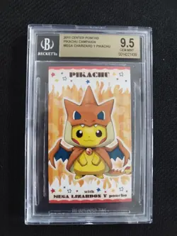 BGS 9.5 Poncho Pikachu Mega Charizard Y Business Card Japanese Pokemon 2015 - Image 1