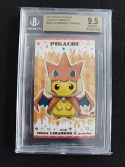 BGS 9.5 Poncho Pikachu Mega Charizard Y Business Card Japanese Pokemon 2015 - Image 3
